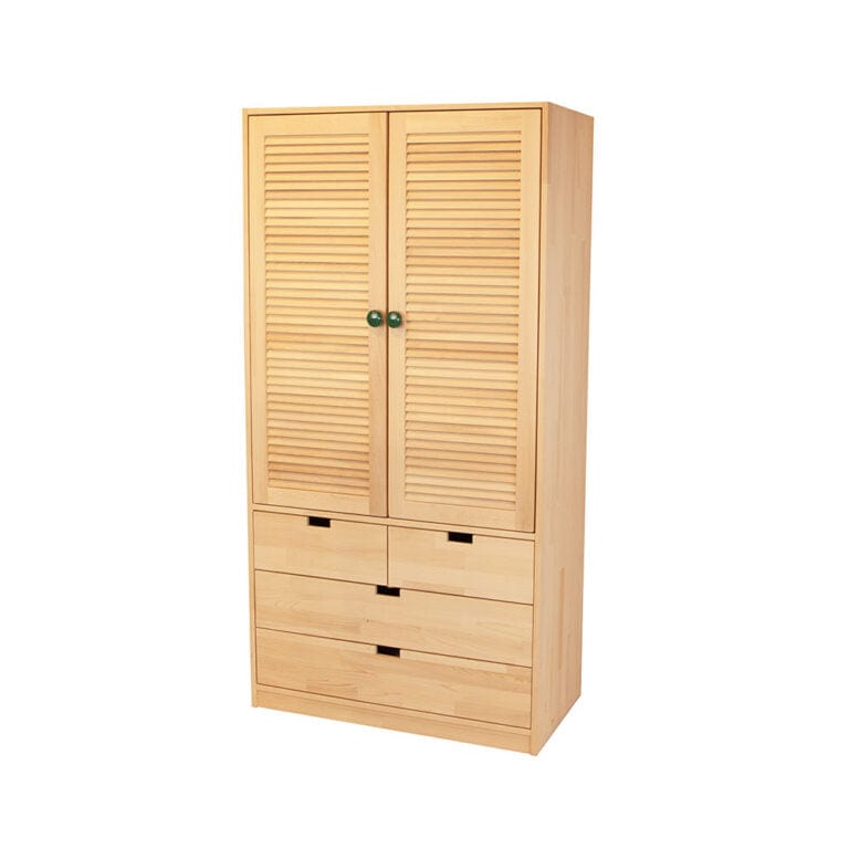 Loolpi Home Masif Dolap - Panjur Çift Kapaklı 4 Çekmeceli