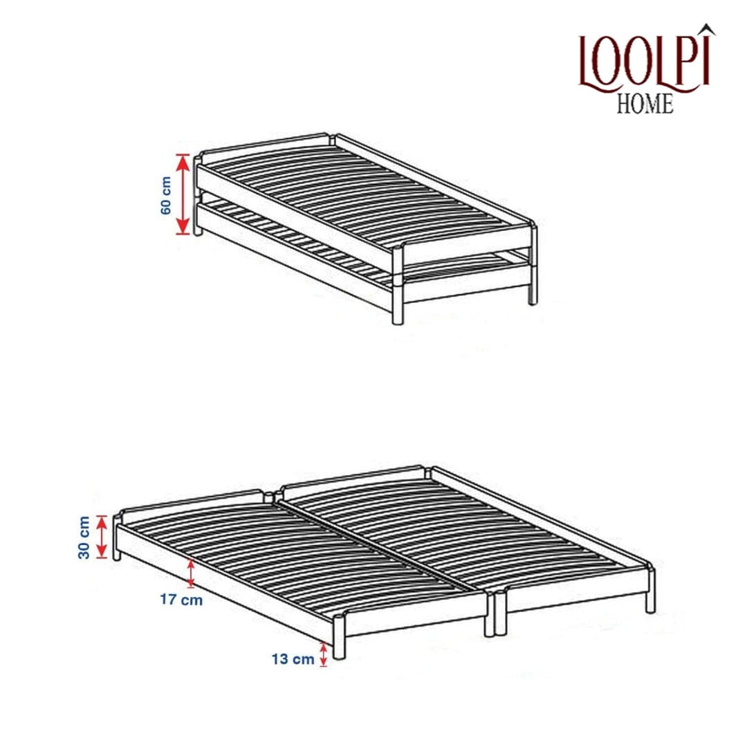 Loolpi Home Yavru Yatak Modüler Sistem Yavrulu Karyola Ve Sedir Koltuk Doğal Ahşap