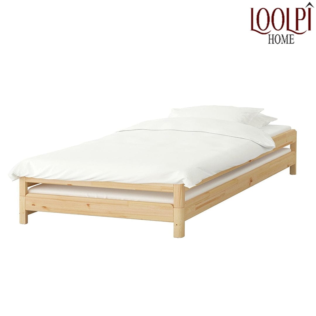 Loolpi Home Yavru Yatak Modüler Sistem Yavrulu Karyola Ve Sedir Koltuk Doğal Ahşap