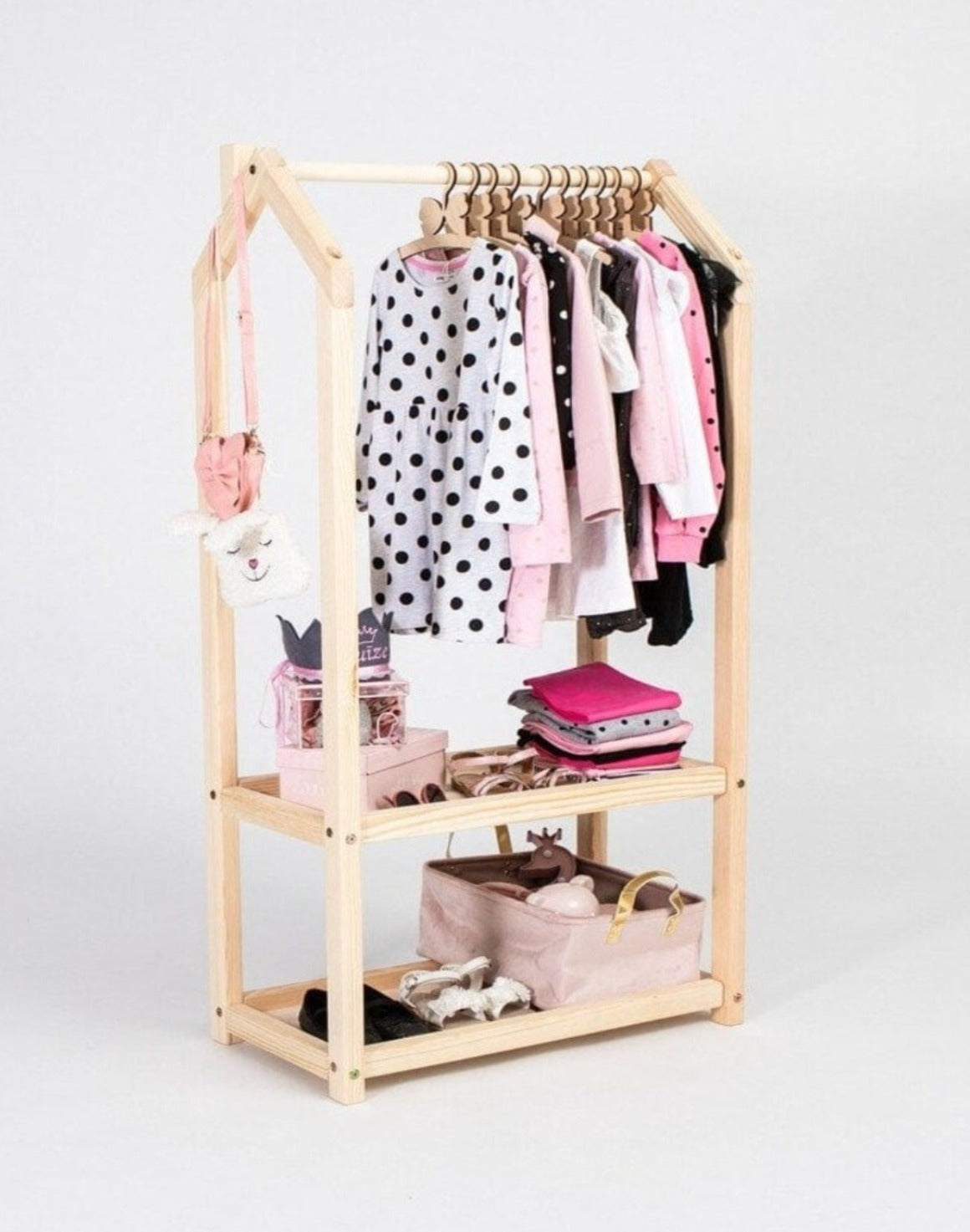 Loolpi Home montessori askılık Montessori Ahşap Elbise Askılığı