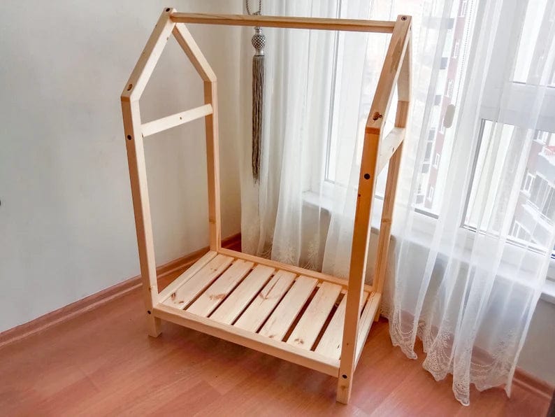 Loolpi Home montessori askılık Montessori Ahşap Elbise Askılığı Tek Raflı