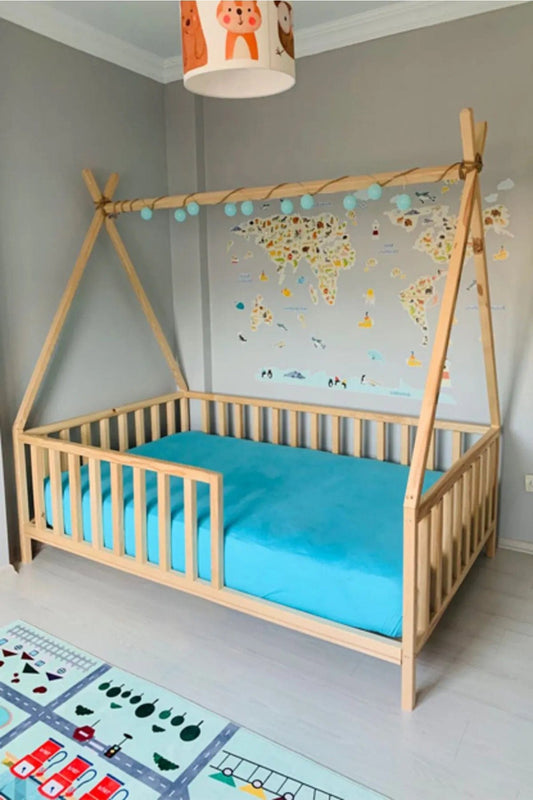 Loolpi Home Montessori Karyola Montessori Bebek ve Çocuk Karyolası Doğal Ahşap Yatak Unisex