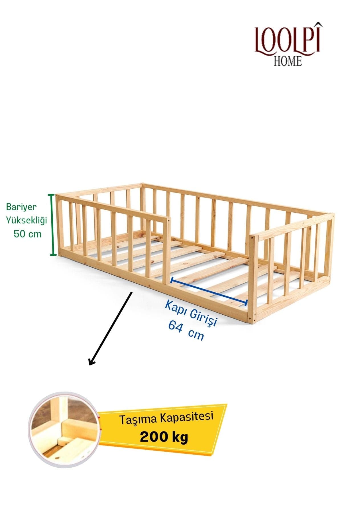 Loolpi Home Bebek Karyolaları ve Küçük Çocuk Yatakları Montessori Bebek ve Çocuk Karyolası Unisex