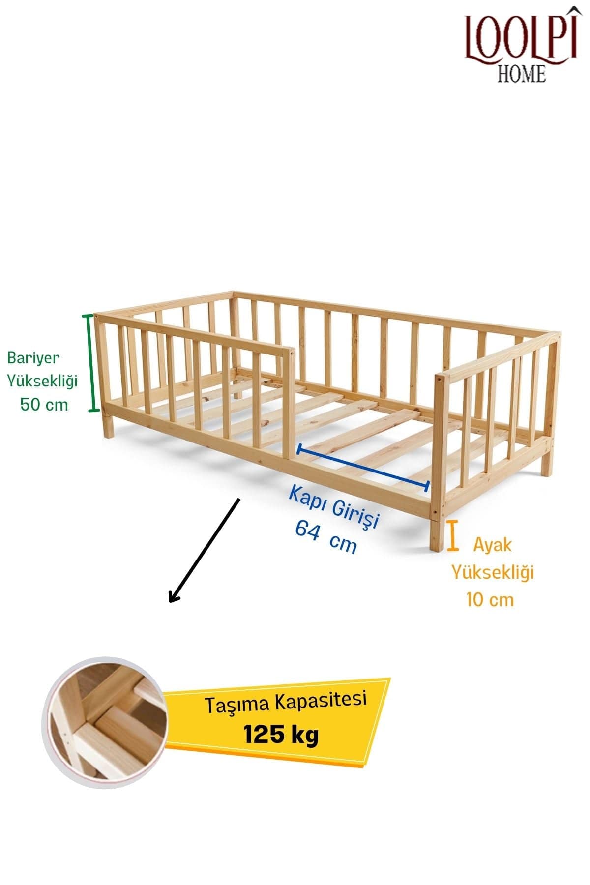 Loolpi Home Bebek Karyolaları ve Küçük Çocuk Yatakları Montessori Bebek ve Çocuk Karyolası Unisex