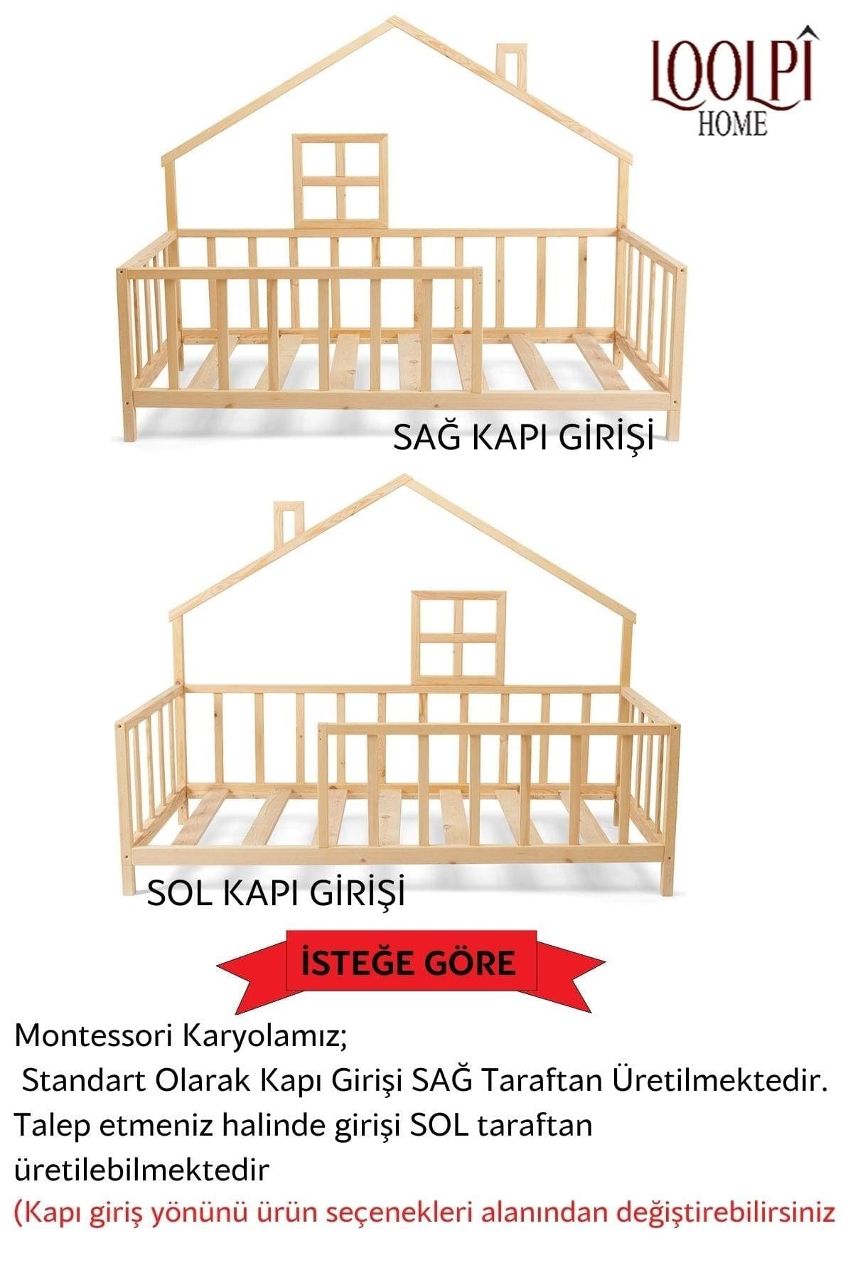 Loolpi Home Bebek Karyolaları ve Küçük Çocuk Yatakları Montessori Yan Çatılı Çocuk karyolası