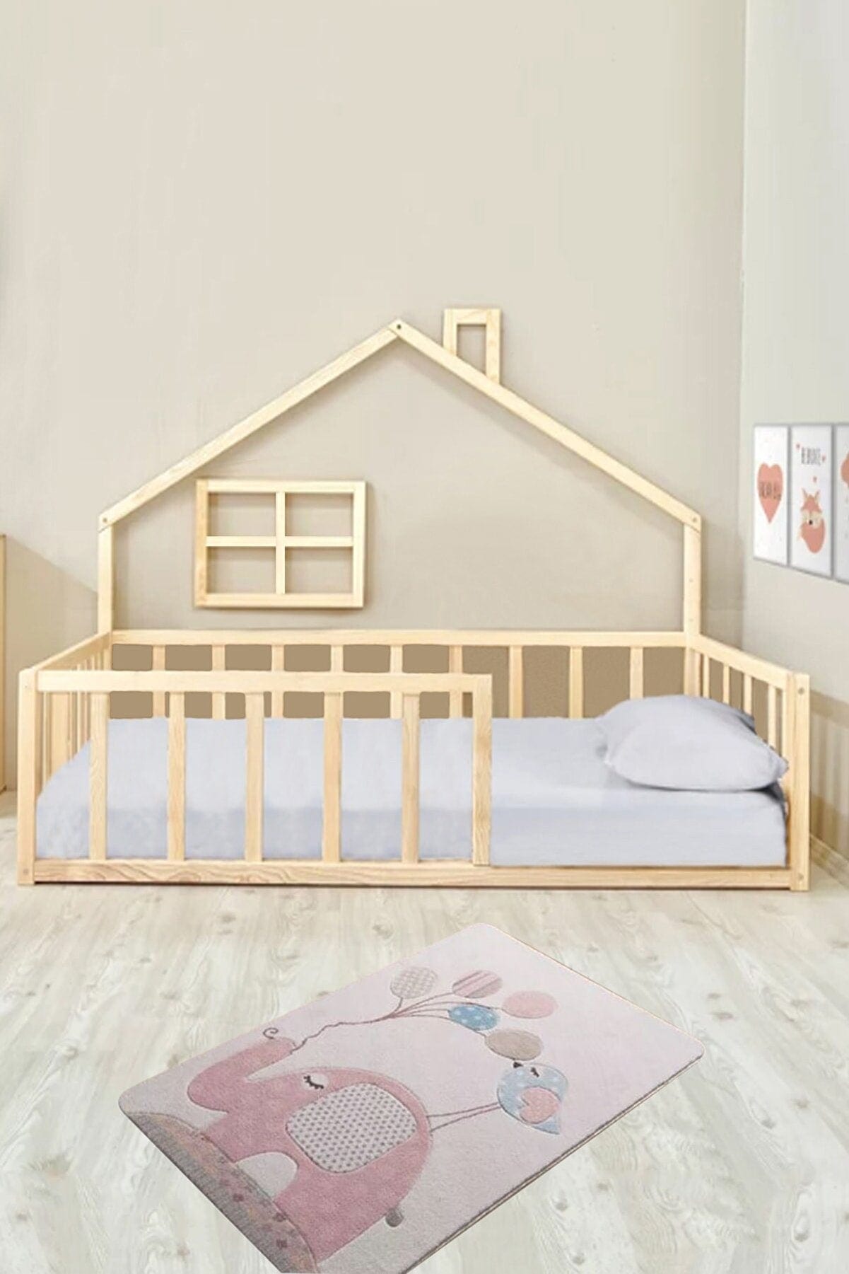 Loolpi Home Bebek Karyolaları ve Küçük Çocuk Yatakları Montessori Yan Çatılı Çocuk karyolası