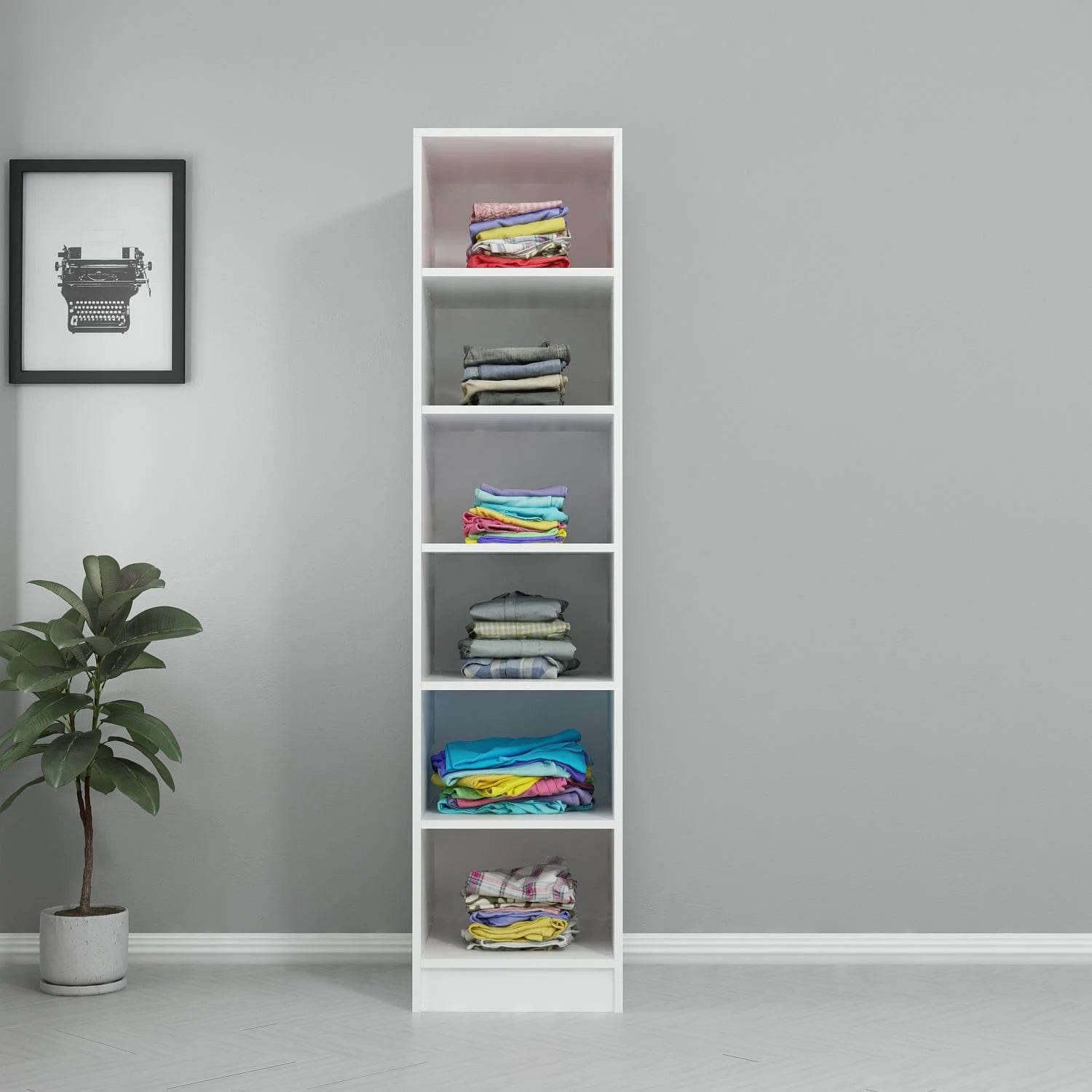 Loolpi Home Dolap Tek Kapaklı Full Raflı Dolap - Beyaz 190CM