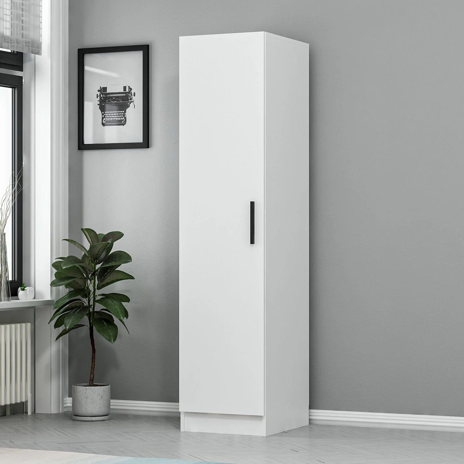 Loolpi Home Dolap Tek Kapaklı Full Raflı Dolap - Beyaz 190CM