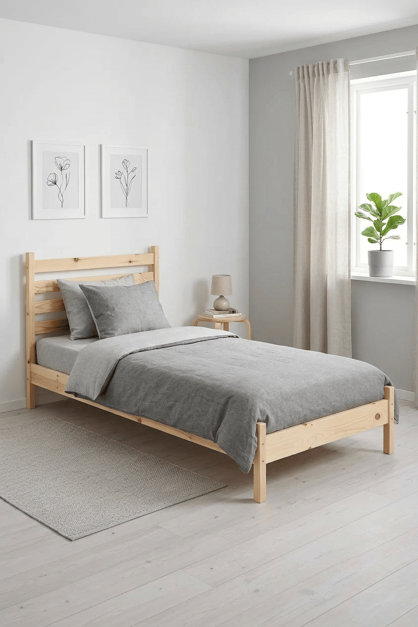 Loolpi Home Palet Karyola Başlıklı Karyola Doğal Ahşap