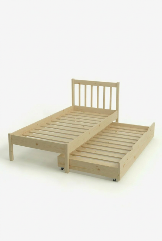 Ahşap İkiz Karyola Modülar Sistemli Yavru Yataklı