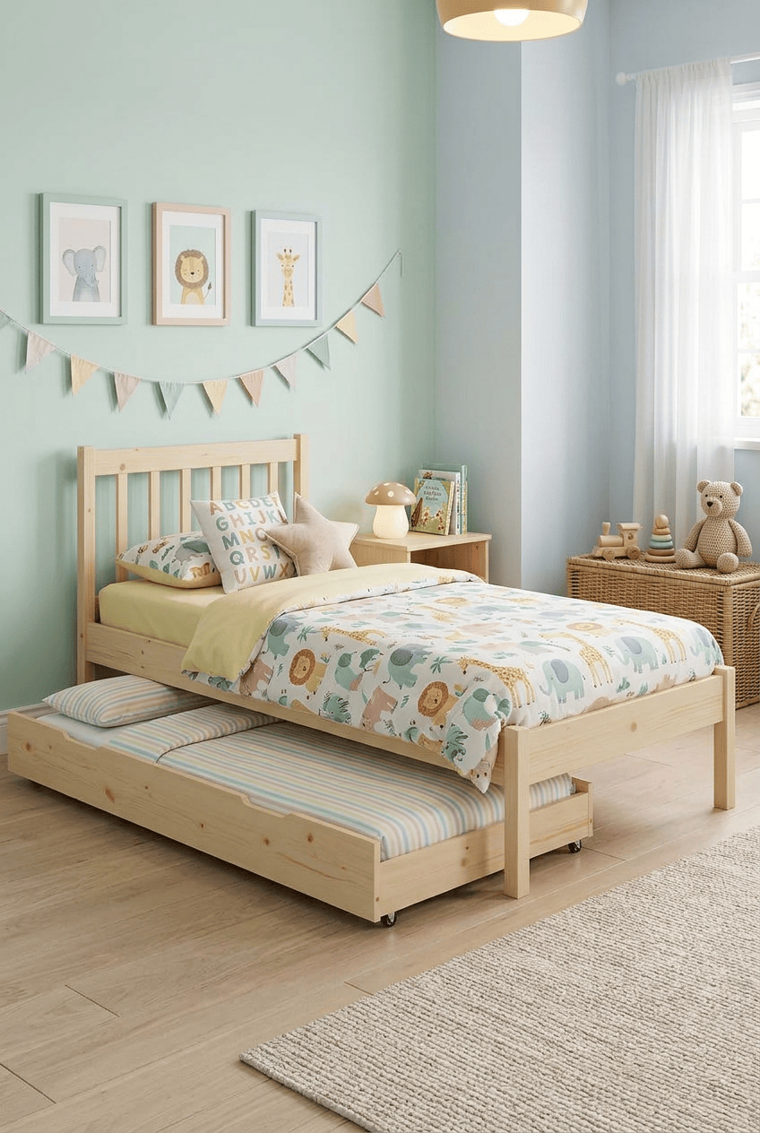 Loolpi Home Yavru Yatak 90 x 190 Ahşap İkiz Karyola Modülar Sistemli Yavru Yataklı