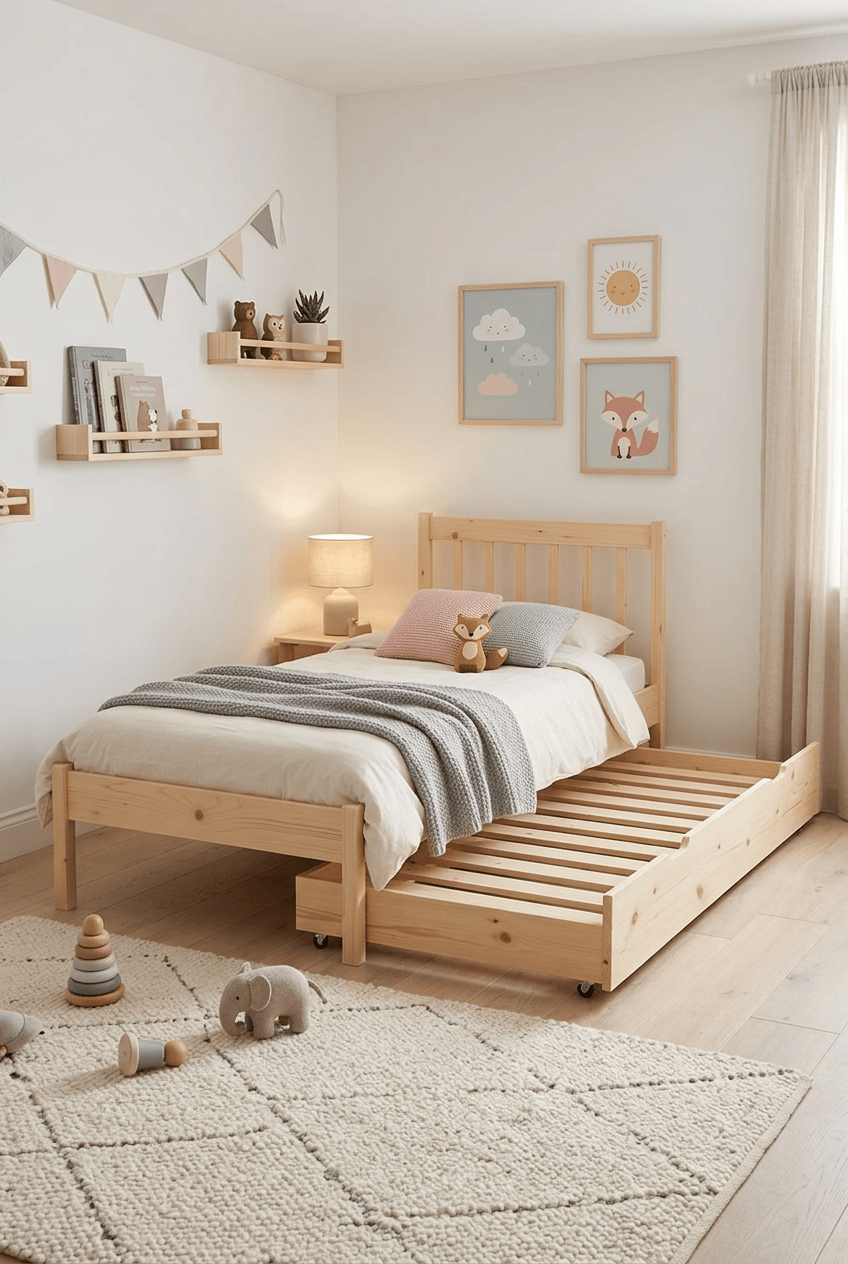 Loolpi Home Yavru Yatak 90 x 190 Ahşap İkiz Karyola Modülar Sistemli Yavru Yataklı