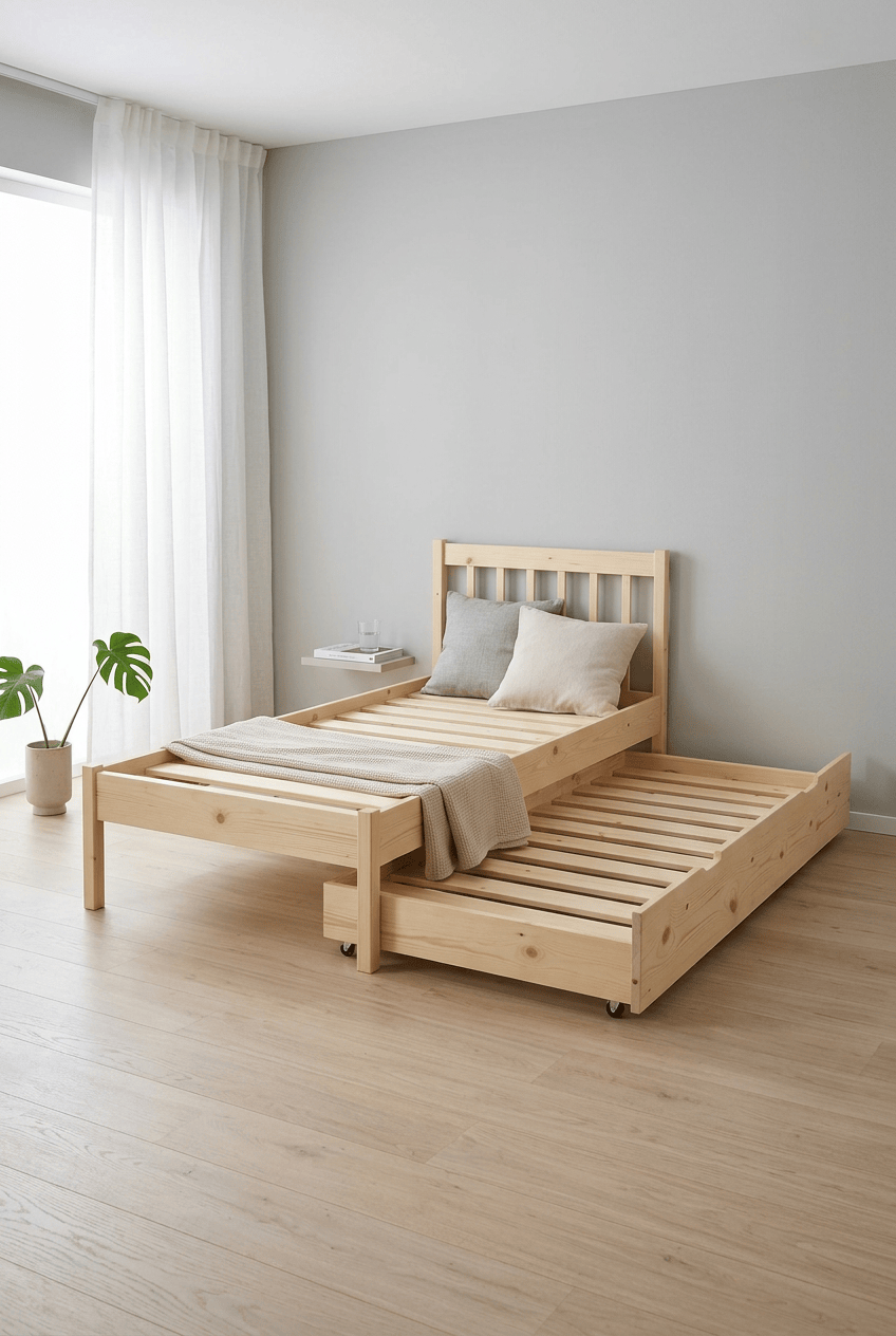 Loolpi Home Yavru Yatak 90 x 190 Ahşap İkiz Karyola Modülar Sistemli Yavru Yataklı
