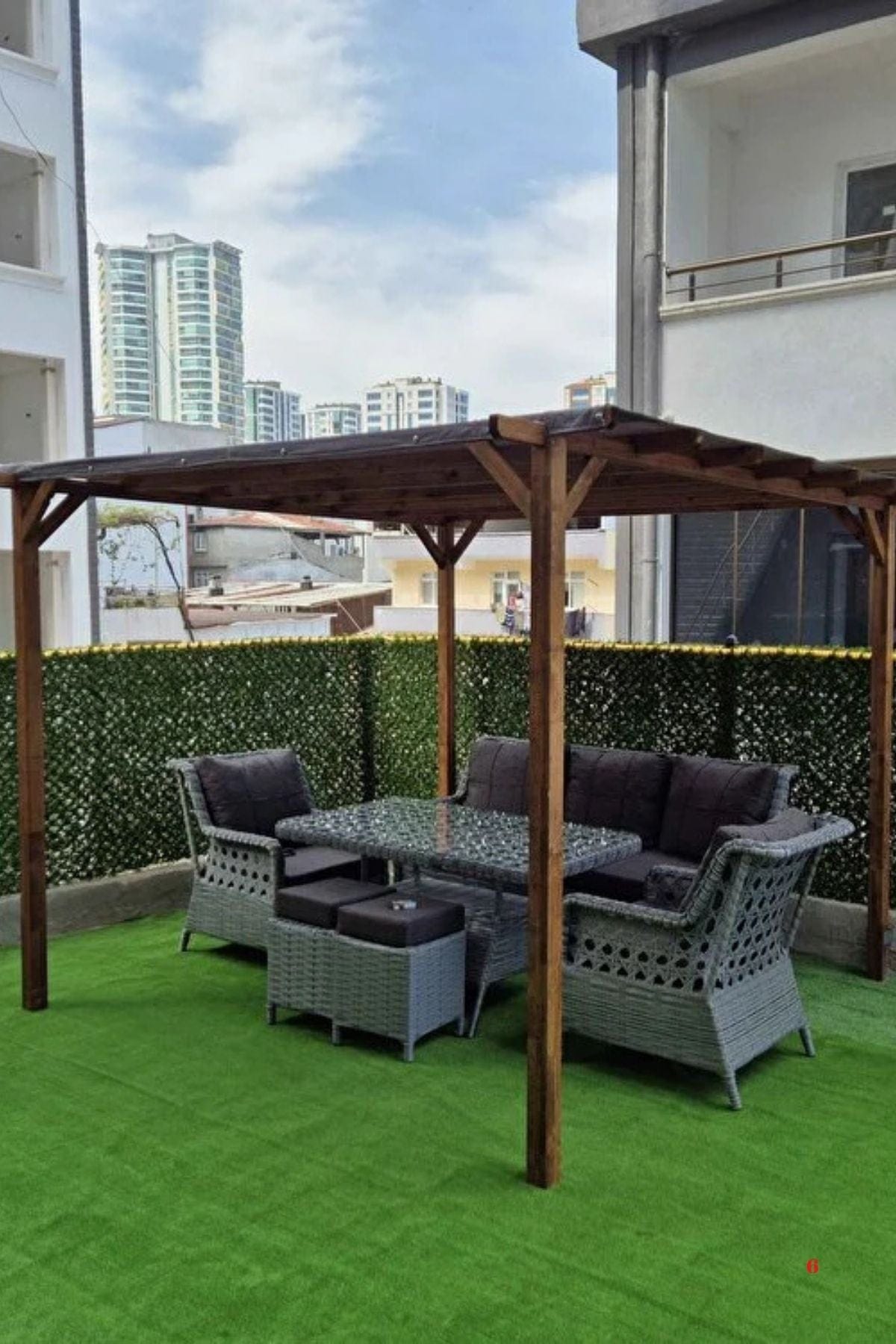 Loolpi Home Ahşap Pergole Çardak Bahçe Tentesi Kamelya Metal Montaj Ayakları Hediye