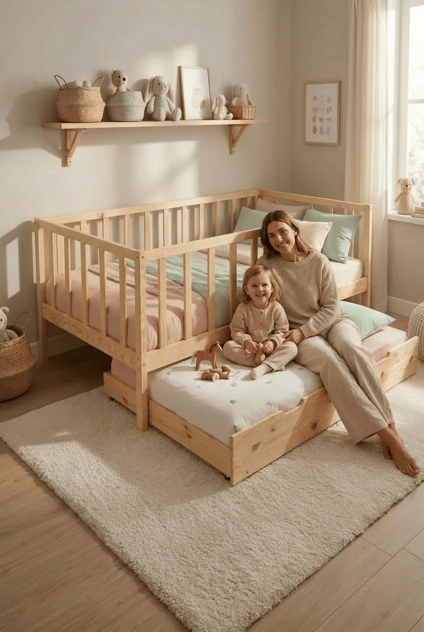 Loolpi Home Montessori Karyola 90 X 190 Atlas Yavru Yataklı Montessori Bebek ve Çocuk Karyolası Doğal Ahşap
