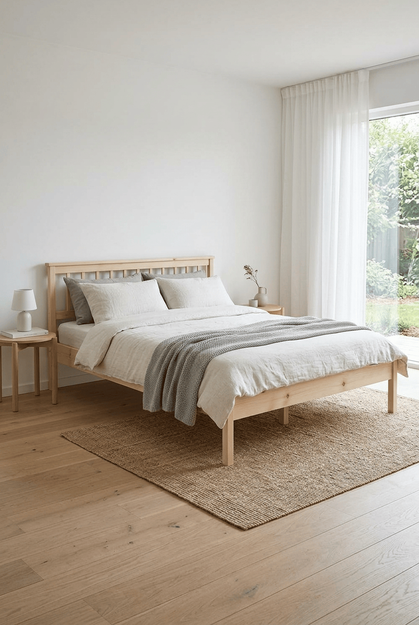 Loolpi Home Doğal Ahşap Karyola Başlıklı Ahşap Karyola