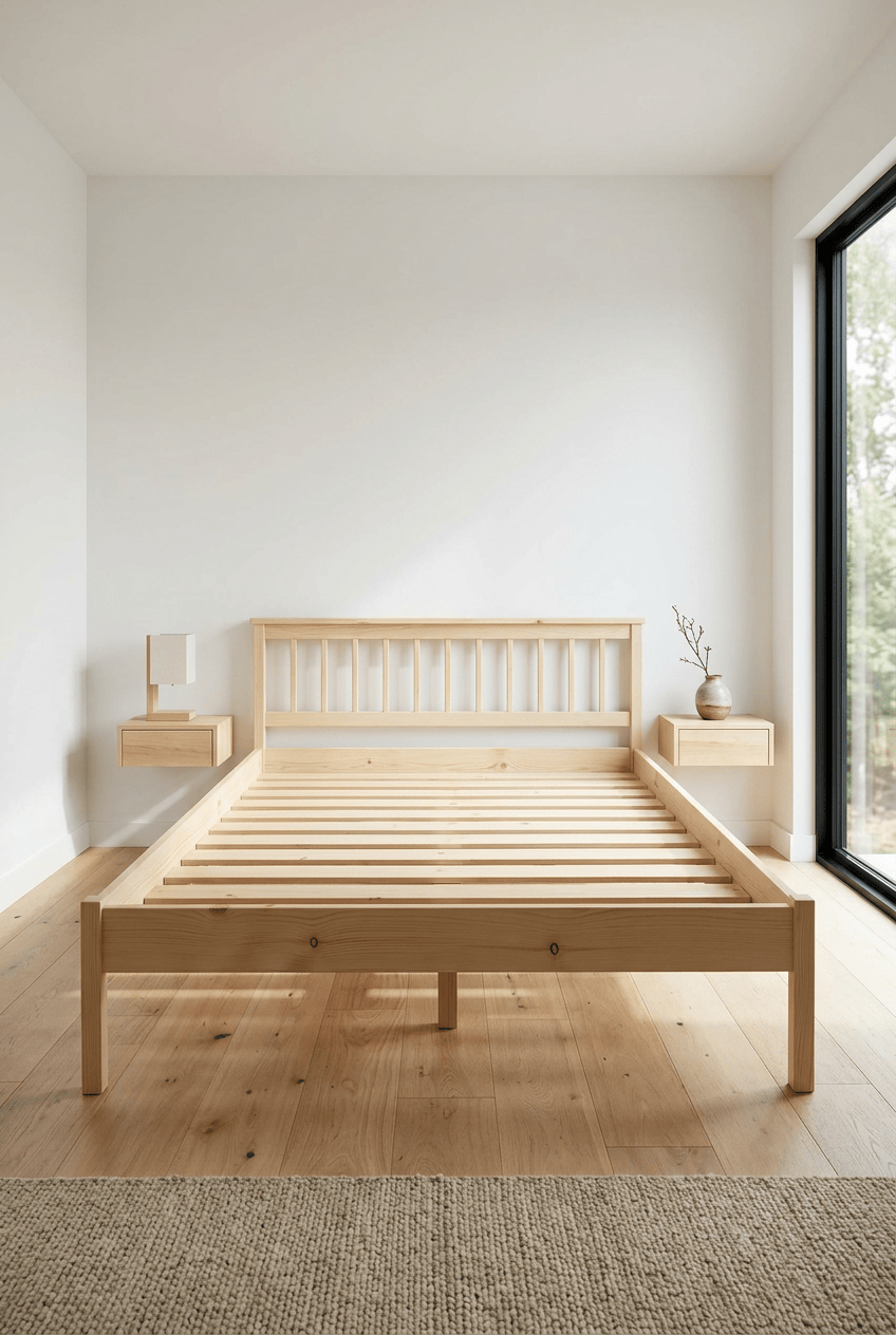 Loolpi Home Doğal Ahşap Karyola Başlıklı Ahşap Karyola