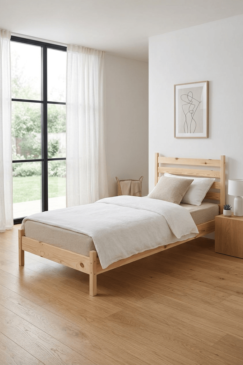 Loolpi Home Palet Karyola Başlıklı Karyola Doğal Ahşap