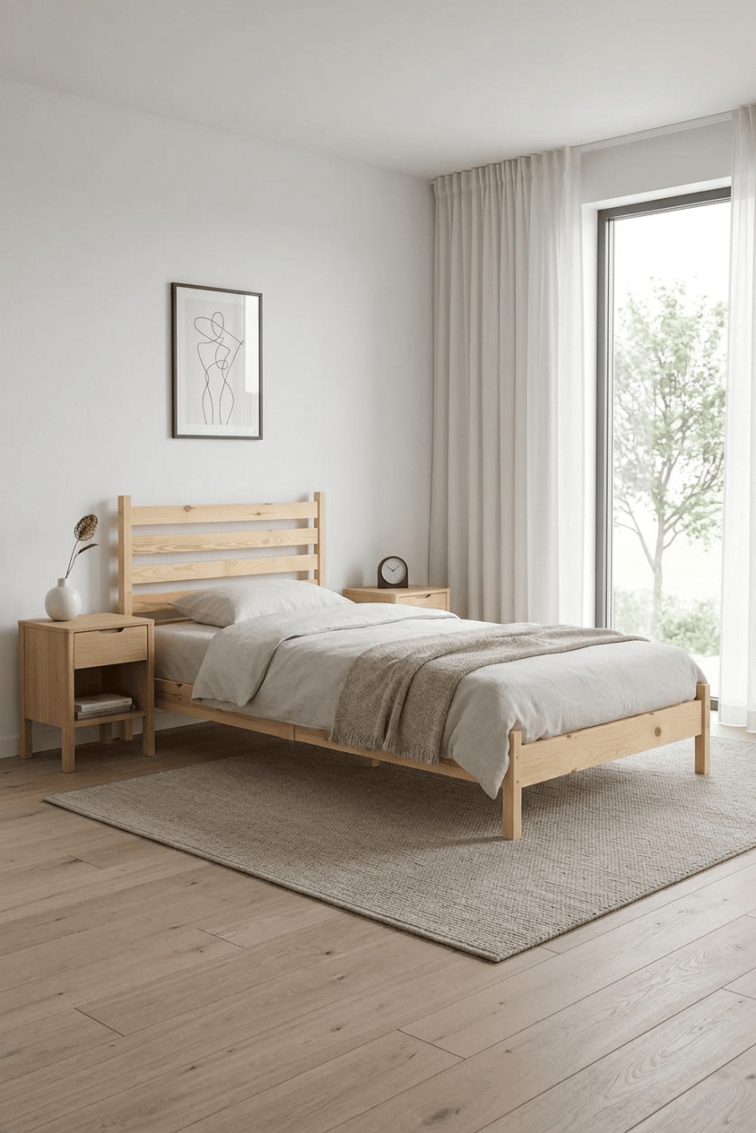 Loolpi Home Palet Karyola Başlıklı Karyola Doğal Ahşap
