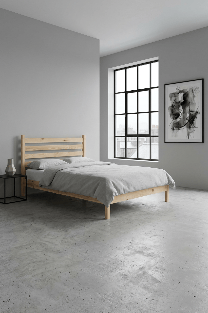 Loolpi Home Palet Karyola Başlıklı Karyola Doğal Ahşap