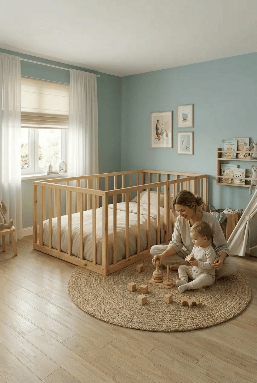 Loolpi Home Bebek Karyolası ve Küçük Çocuk Yatağı Aksesuarları Cosmo Montessori Bebek ve Çocuk Karyolası Doğal Ahşap Yatak