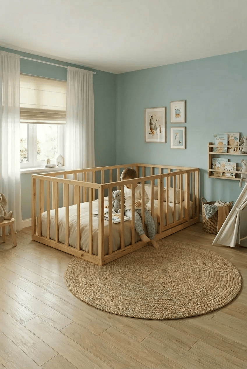 Loolpi Home Bebek Karyolası ve Küçük Çocuk Yatağı Aksesuarları Cosmo Montessori Bebek ve Çocuk Karyolası Doğal Ahşap Yatak