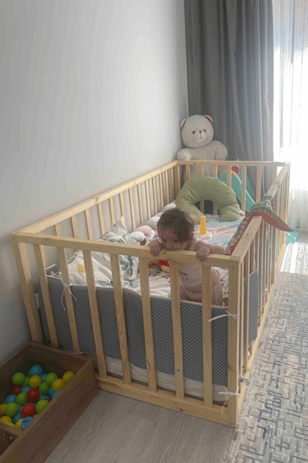Loolpi Home Bebek Karyolası ve Küçük Çocuk Yatağı Aksesuarları Cosmo Montessori Bebek ve Çocuk Karyolası Doğal Ahşap Yatak
