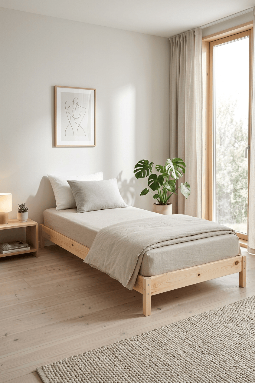 Loolpi Home Doğal Ahşap Karyola Doğal Ahşap Karyola
