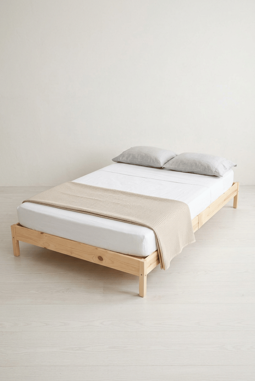 Loolpi Home Doğal Ahşap Karyola Doğal Ahşap Karyola