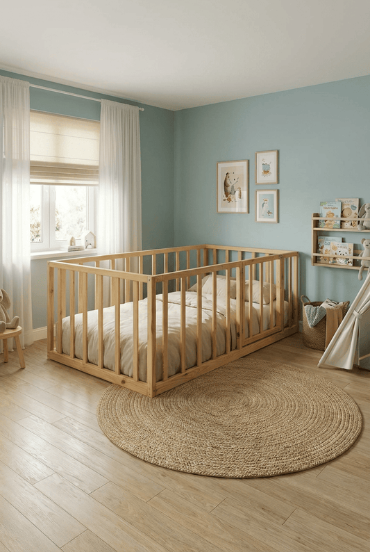 Loolpi Home Bebek Karyolası ve Küçük Çocuk Yatağı Aksesuarları Doğal Ahşap Montessori Yatak