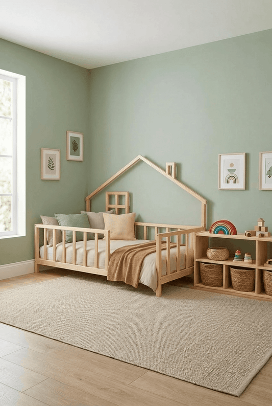 Loolpi Home Bebek Karyolaları ve Küçük Çocuk Yatakları Montessori Yan Çatılı Çocuk karyolası