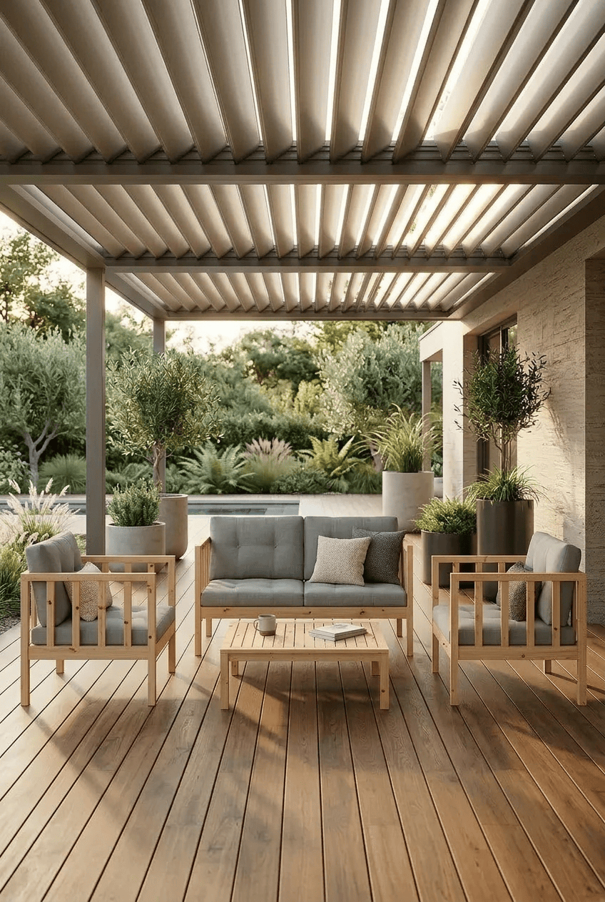 Loolpi Home Oturma Grubu Ottoman Zambak Sedir Koltuk Seti Doğal Ahşap Balkon ve Bahçe Takımı