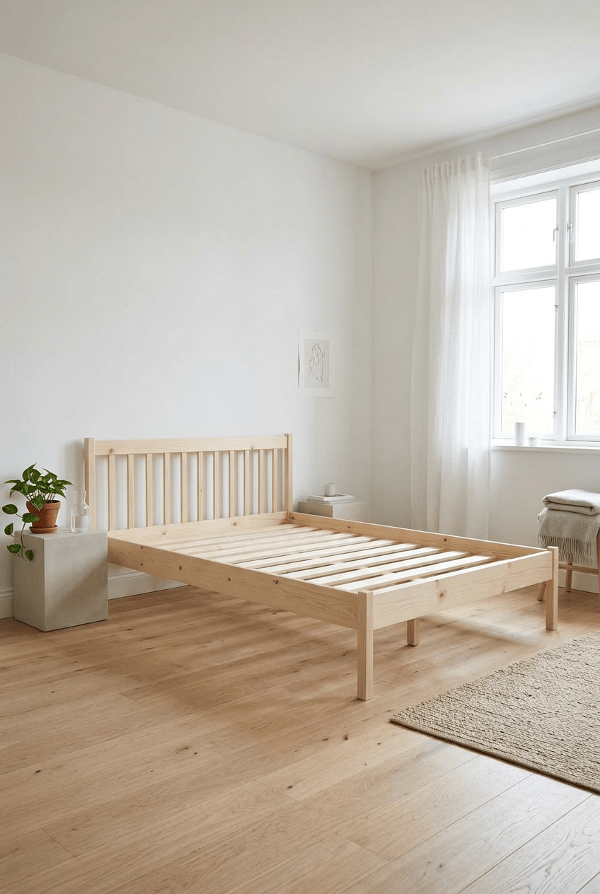 Loolpi Home Palet Karyola Palet Yatak Doğal Ahşap Başlıklı Karyola
