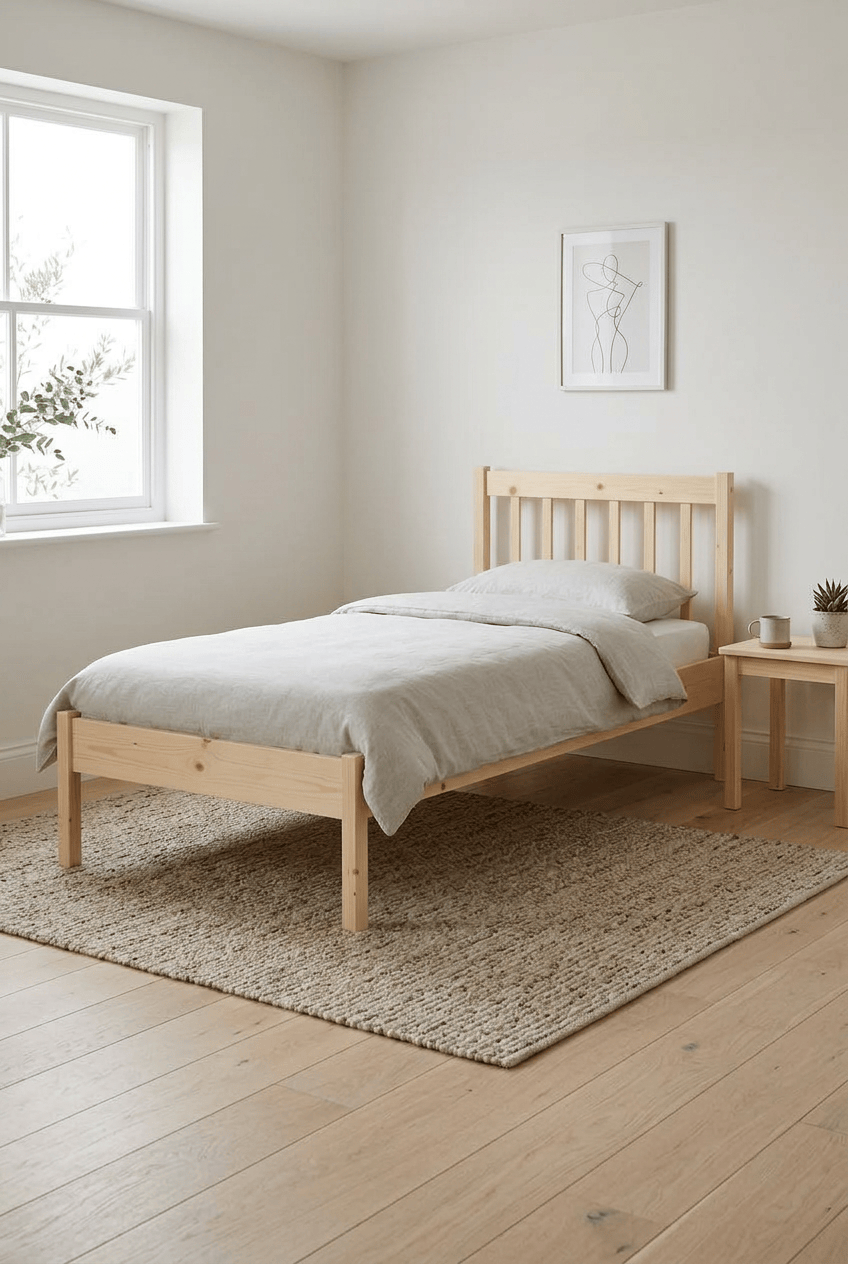 Loolpi Home Palet Karyola Palet Yatak Doğal Ahşap Başlıklı Karyola