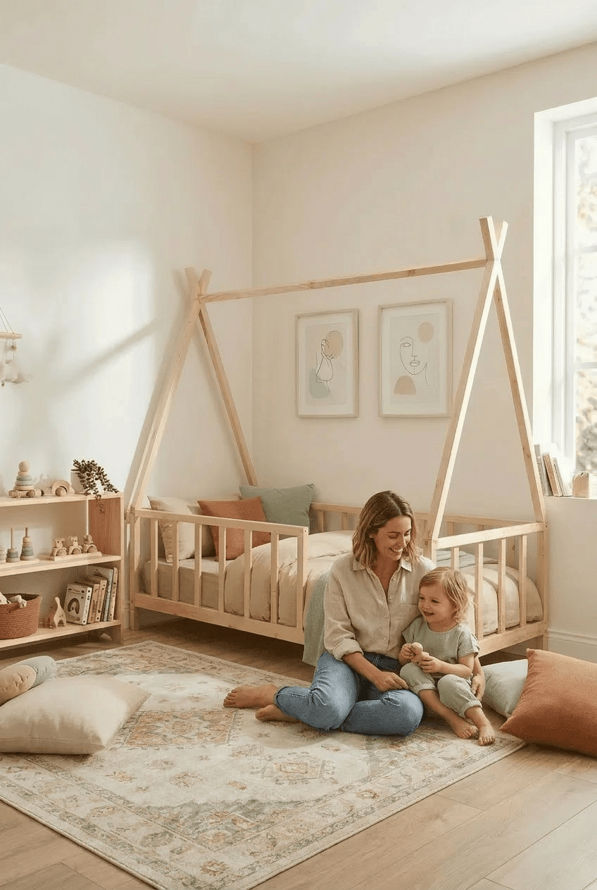 Loolpi Home Montessori Karyola Sky Montessori Bebek ve Çocuk Karyolası Doğal Ahşap Yatak Unisex